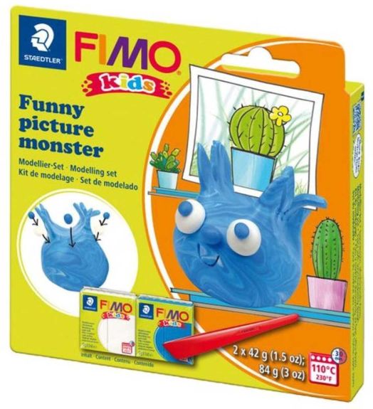 Комплект полимерна глина Staedtler Fimo Kids, Синьо чудовище