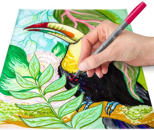 Комплект маркери Staedtler Pigment Brush Pen 371, 36 земни цвята