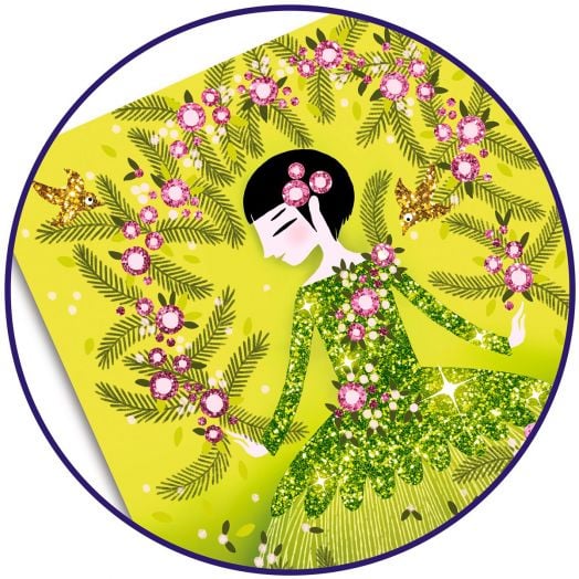 Комплект за рисуване с брокат Djeco - Блестящи рокли