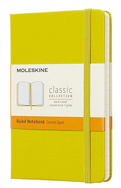 Джобен цинково-жълт тефтер Moleskine с твърди корици и линирани страници