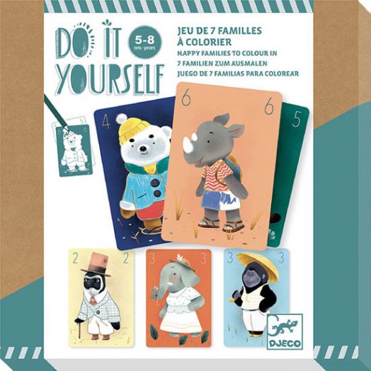 Детски комплект Djeco: Направи си игра с карти, 7 семейства