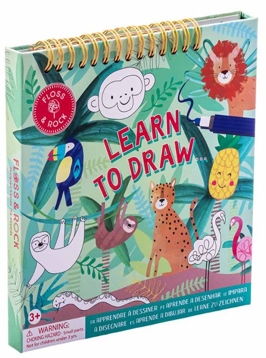 Книжка за рисуване Floss & Rock, Learn to draw, Jungle - Диви животни
