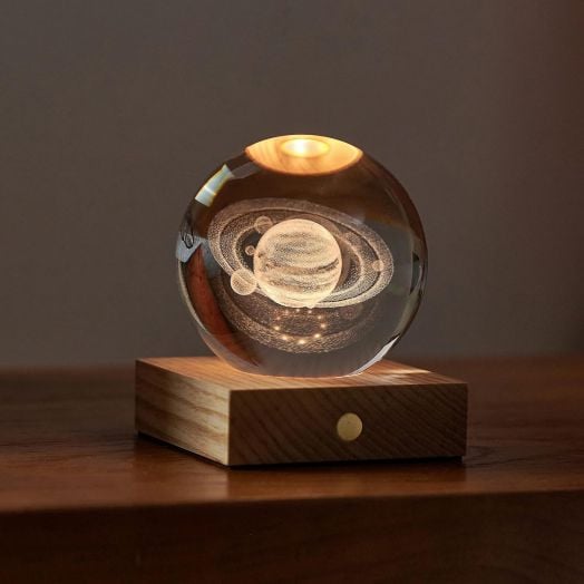 Нощна лампа Gingko Amber Crystal Light Saturn