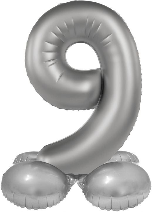 Фолиев балон Folat - Цифра 9, сребърен, матов