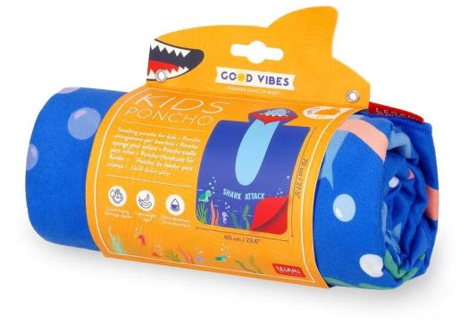 Детско хавлиено пончо с качулка Legami - Shark