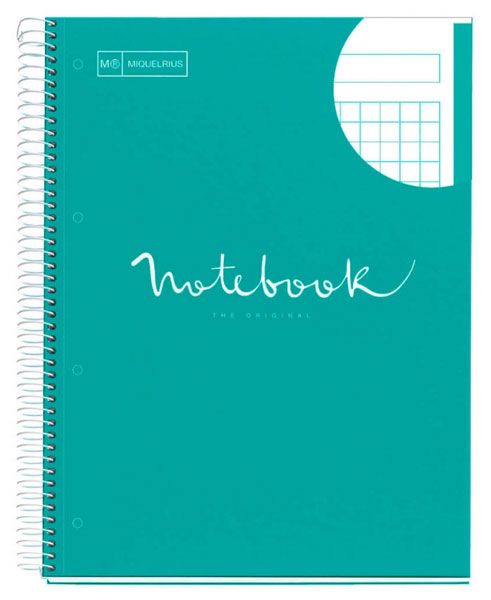 Тетрадка Miquelrius Emotions А4 със спирала, 80 листа на малки квадратчета, тюркоаз