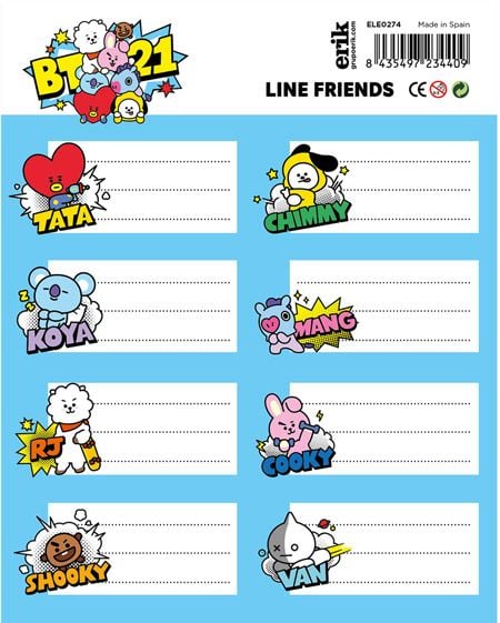 Ученически етикети BT21, 16 бр.