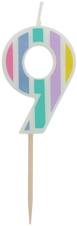 Свещ за рожден ден Folat - Цифра 9, пастел