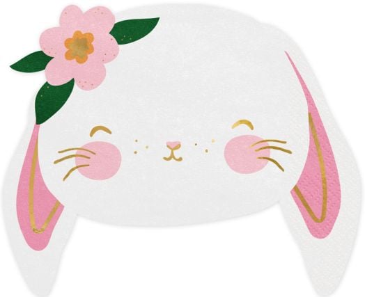 Салфетки PartyDeco - Зайче с цвете, 20 бр.