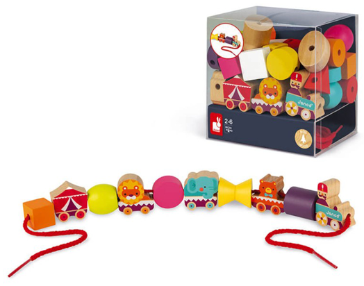 Дървена игра за нанизване Janod - Цирк