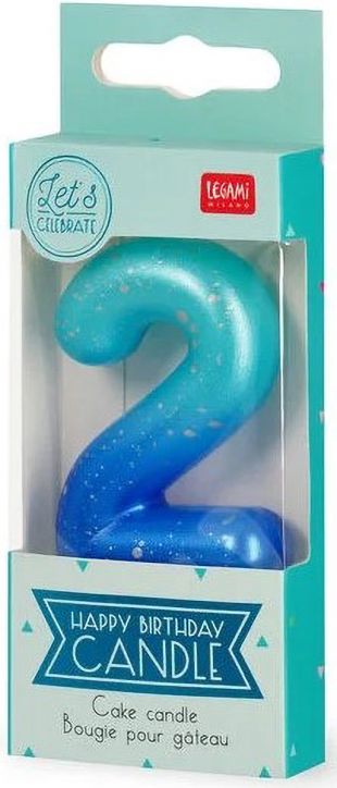 Свещ за рожден ден Legami - Цифра 2, синя