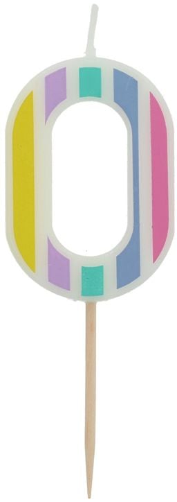 Свещ за рожден ден Folat - Цифра 0, пастел