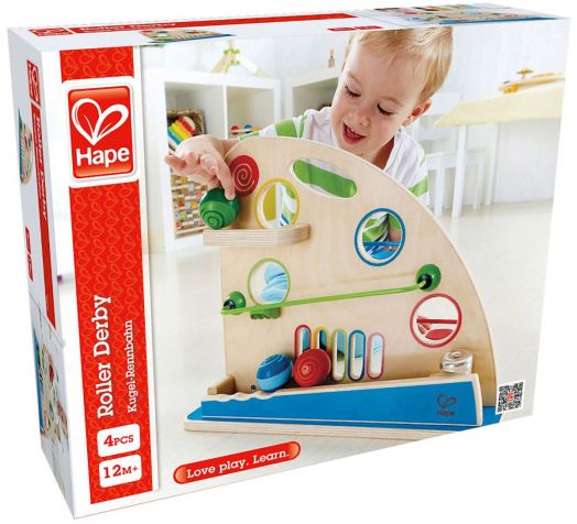 Дървена играчка Hape - Ролер с цветни топки