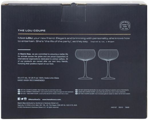 Чаши за коктейл Here's How The Lou Coupe Blue, 2 бр.