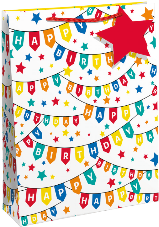 Подаръчна торбичка Eurowrap - Birthday Banners, голяма