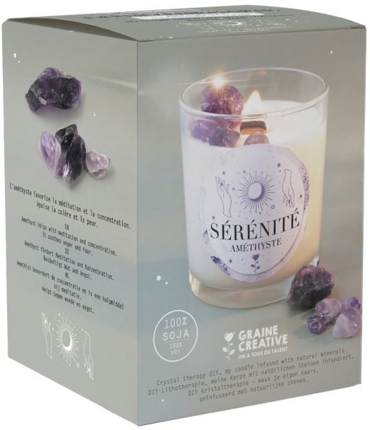 Комплект за правене на свещ Graine Creative - Литотерапия Аметист