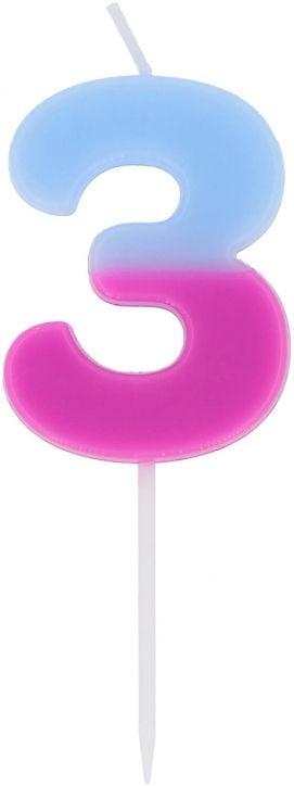 Свещ за рожден ден Folat Stripetastic - Цифра 3