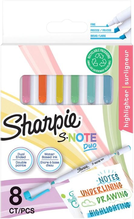 Комплект двувърхи маркери Sharpie S-Note, 8 цвята