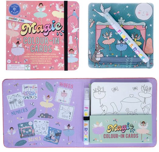 Оцветяване с вода Floss & Rock, Magic Colour-in cards, Enchanted - Балерини