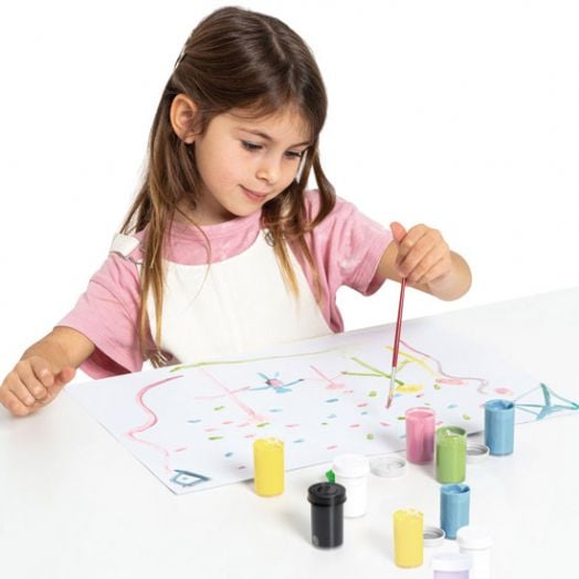 Темперни бои Jovi, 6 пастелни цвята + четка за рисуване