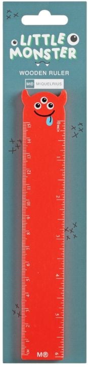 Дървена линийка Miquelrius Little Monster, 15 см.