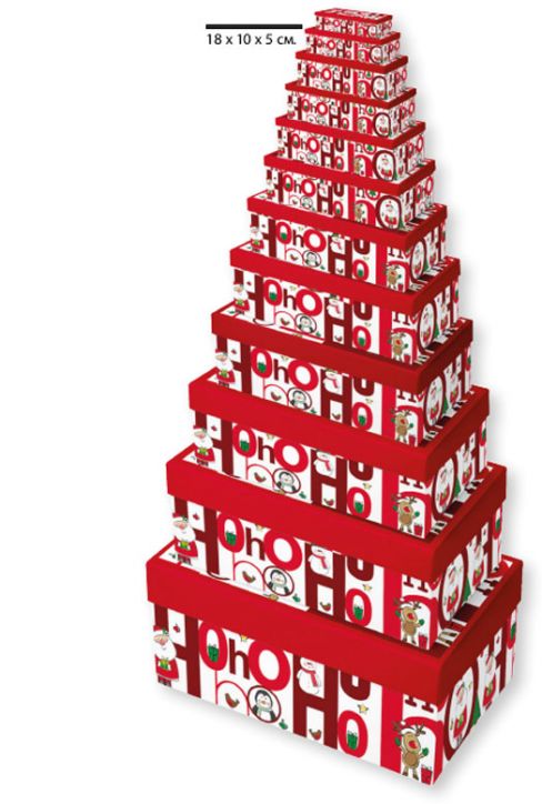 Коледна кутия Eurowrap - Ho Ho Ho, размер 18 х 10 х 5 см.