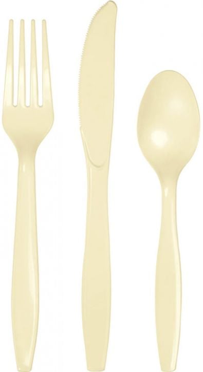 Пластмасови прибори Creative Party - Слонова кост, 24 бр.