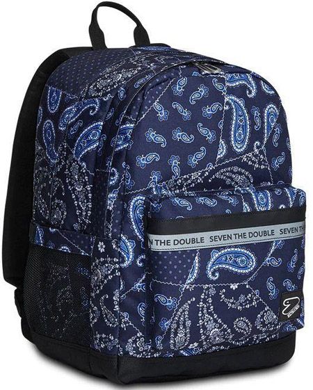 Ученическа раница Seven Pro XXL Blue Marine 2022 с две отделения и безжични слушалки