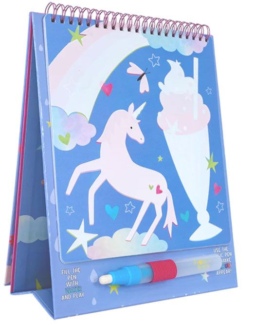 Тефтер за оцветяване с вода Floss & Rock, Magic Colour-in pad, Fantasy - Еднорог