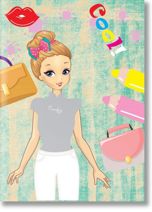 Модни звезди + 120 стикера, момиче с кестенява коса