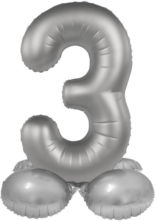 Фолиев балон Folat - Цифра 3, сребърен, матов