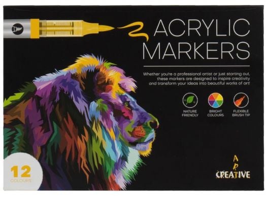 Акрилни маркери Creative Art, 12 цвята в кутия