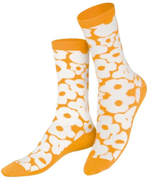 Чорапи Eat My Socks - Flower Power, оранжев цвят