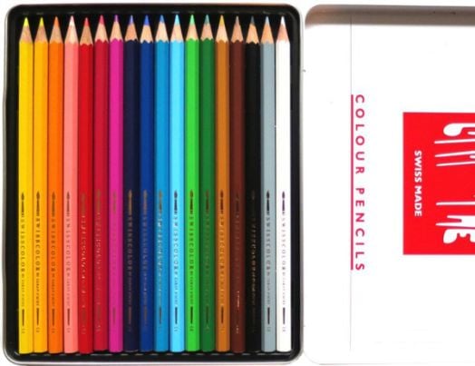 Комплект цветни моливи Caran d'Ache Swisscolor в метална кутия, 18 цвята