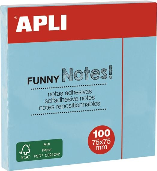 Самозалепващи се листчета Apli, пастелно сини, 100 листа