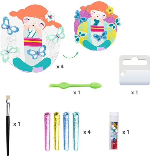 Творчески комплект за рисуване с брокат Djeco - Onnanoko