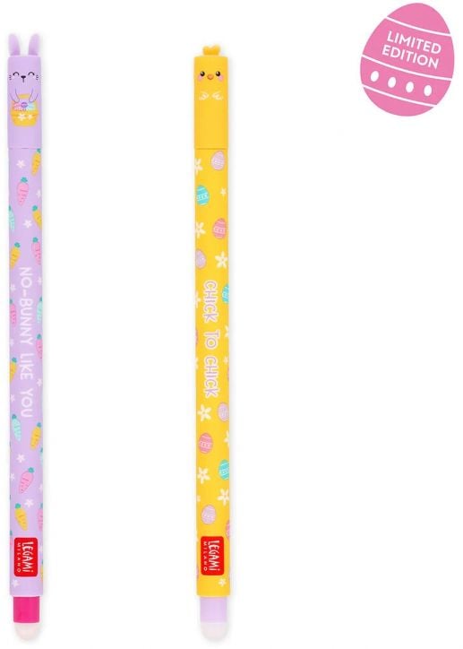 Комплект изтриваеми гел химикалки Legami - Зайче и Пиле