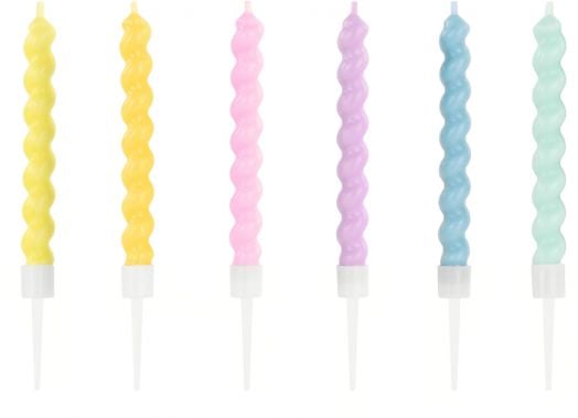Свещи за рожден ден PartyDeco - Къдрави, 6 бр.