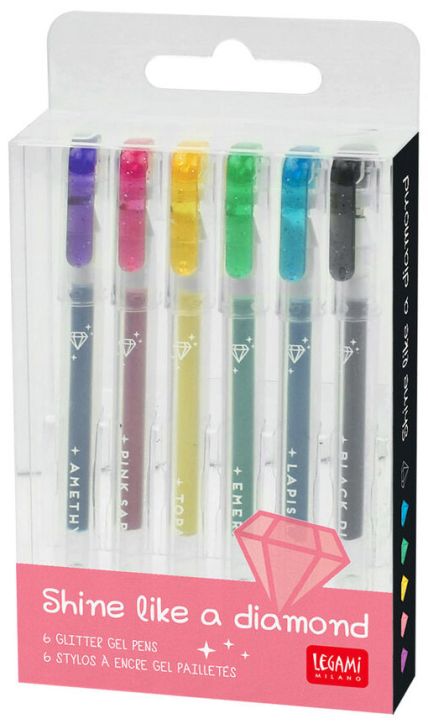 Брокатени химикалки Legami, 6 бр.