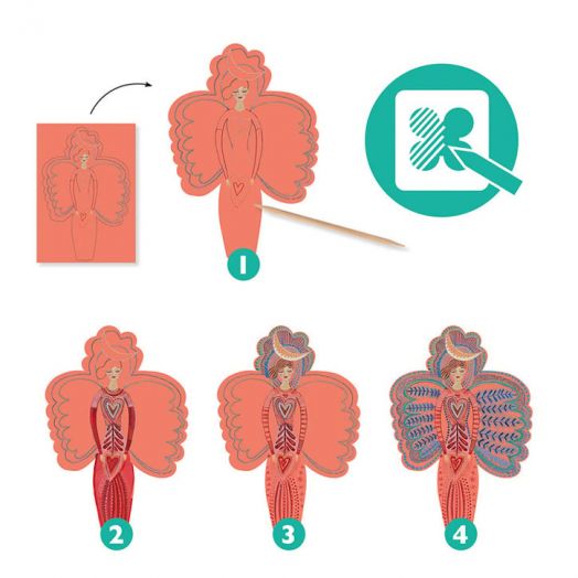 Комплект скреч карти Djeco - Ангели