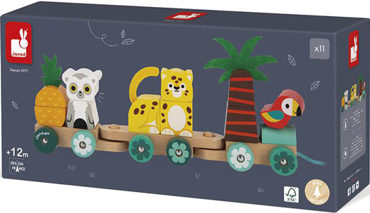 Дървено влакче за дърпане Janod - Тропик