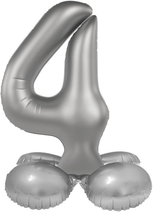 Фолиев балон Folat - Цифра 4, сребърен, матов