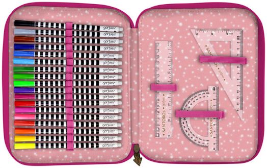 Ученически несесер Gorjuss Carousel с две отделения, пълен