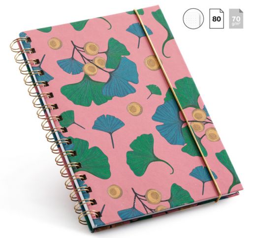 Тетрадка Miquelrius Pure Ginkgo със спирала, 80 листа на точки