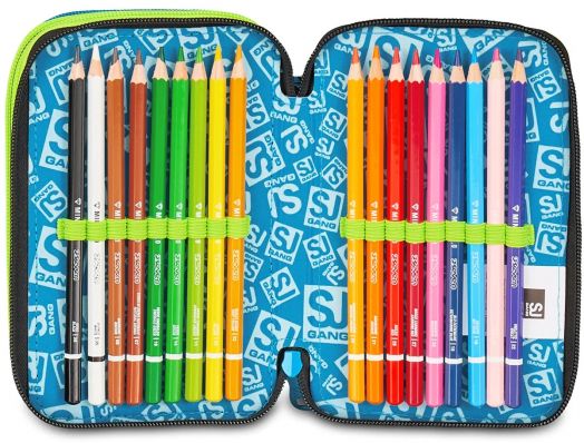 Ученически несесер Seven Gang Led Look с три отделения, пълен