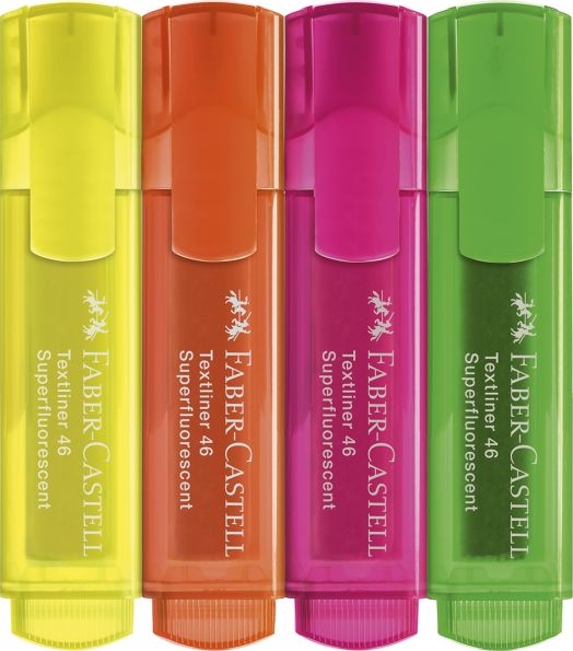Комплект текстмаркери Faber-Castell, 4 неонови цвята