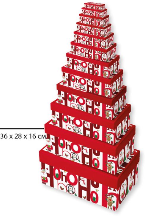 Коледна кутия Eurowrap - Ho Ho Ho, размер 36 х 28 х 16 см.