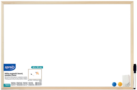 Магнитна бяла дъска с дървена рамка Spree, 60 x 90 см.