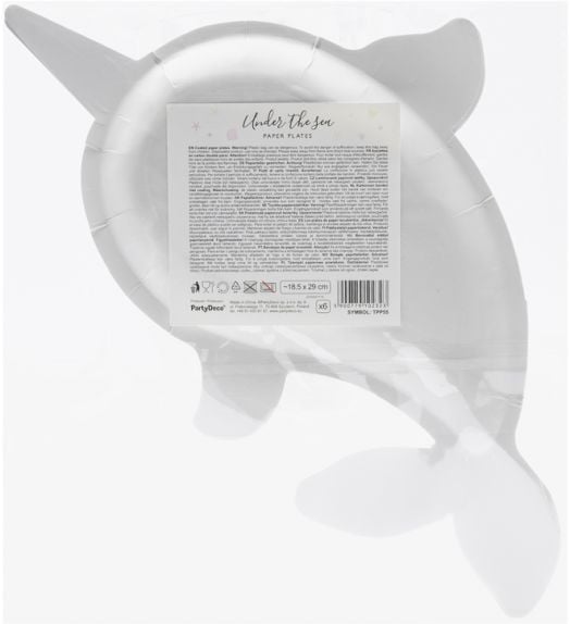 Чинийки PartyDeco - Нарвал, 6 бр.