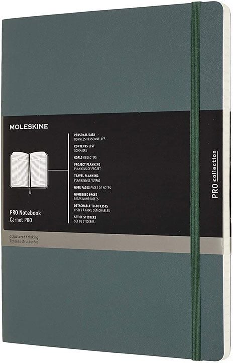 Голям зелен тефтер Moleskine Pro Collection X-Large Forest Green с меки корици